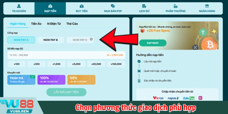 Chọn phương thức giao dịch phù hợp