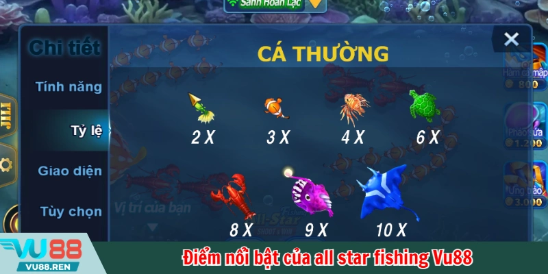 Điểm nổi bật của all star fishing Vu88