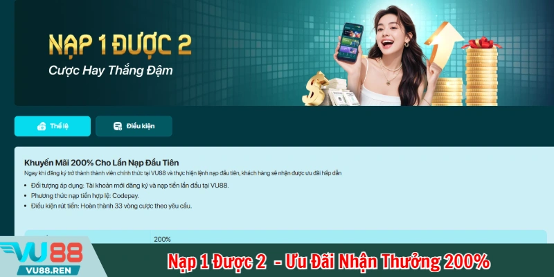 Nạp 1 được 2