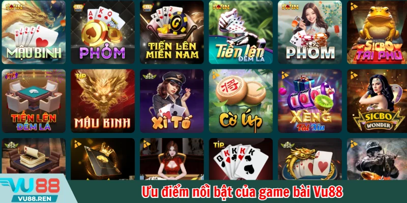 Ưu điểm nổi bật của game bài Vu88